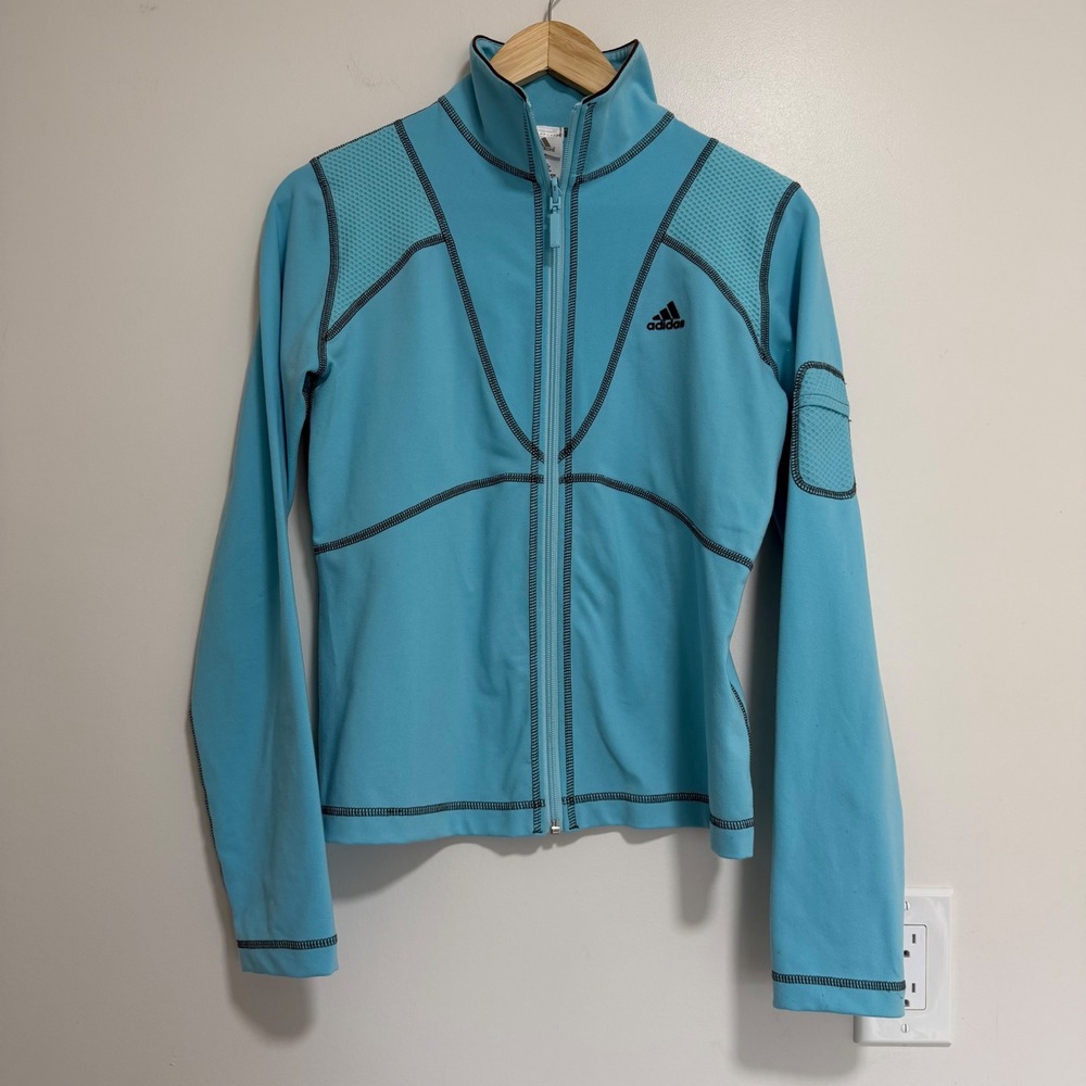 Adidas Clima365 Climalite Full Zip Track Jacket Womens Medium Blue Sporty